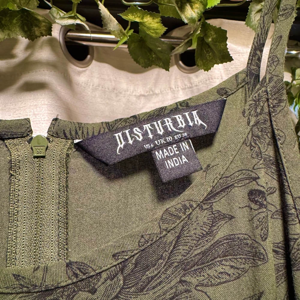 Disturbia Olive Green Floral Maxi Dress - Picture 2 of 5